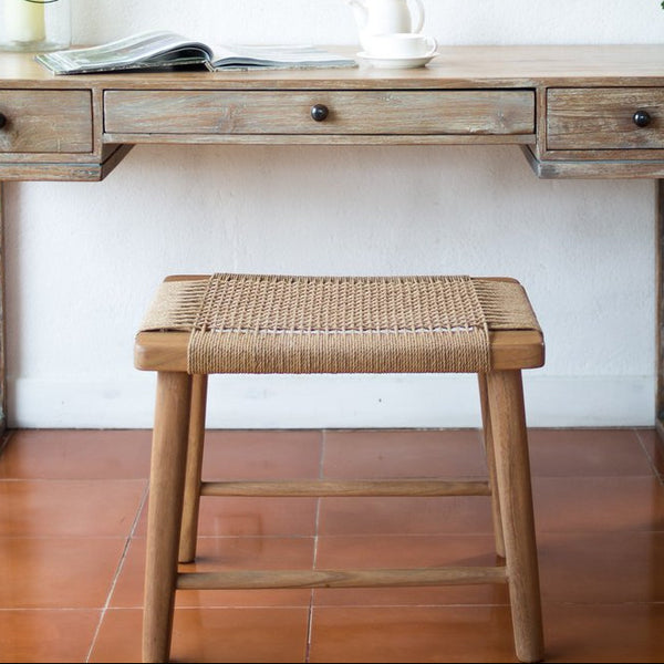 Handgefertigter Sitzhocker SUNDA - Boho Deko Hocker aus Trembesi - Beistelltisch