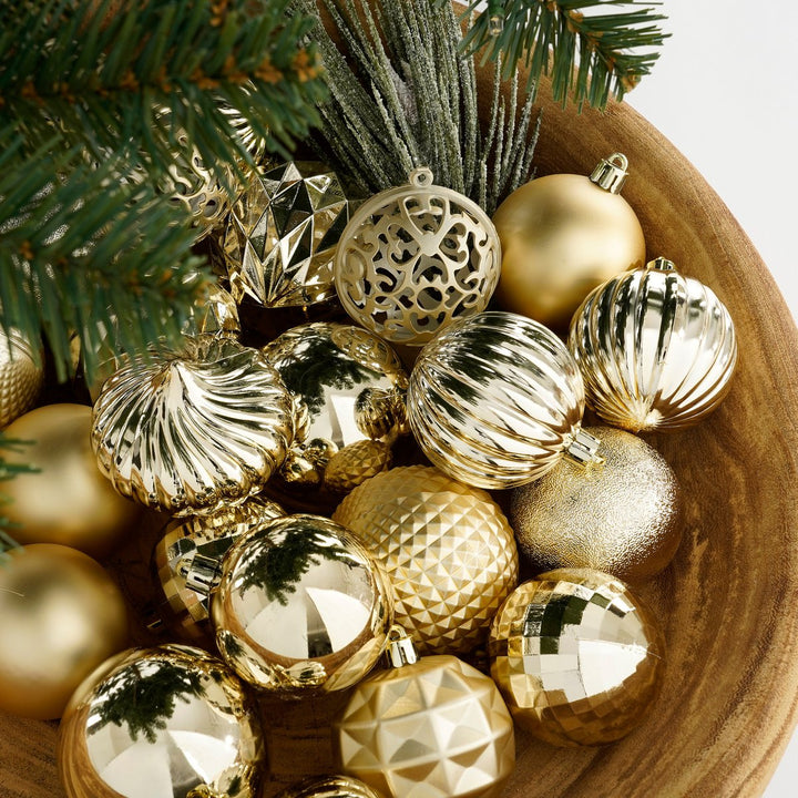 Weihnachtskugeln Set – 60 Stück – Ø7 cm – Kunststoff – Champagner
