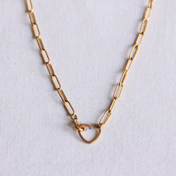 Halskette - D-Chain Glieder - Charm HEART - Gold