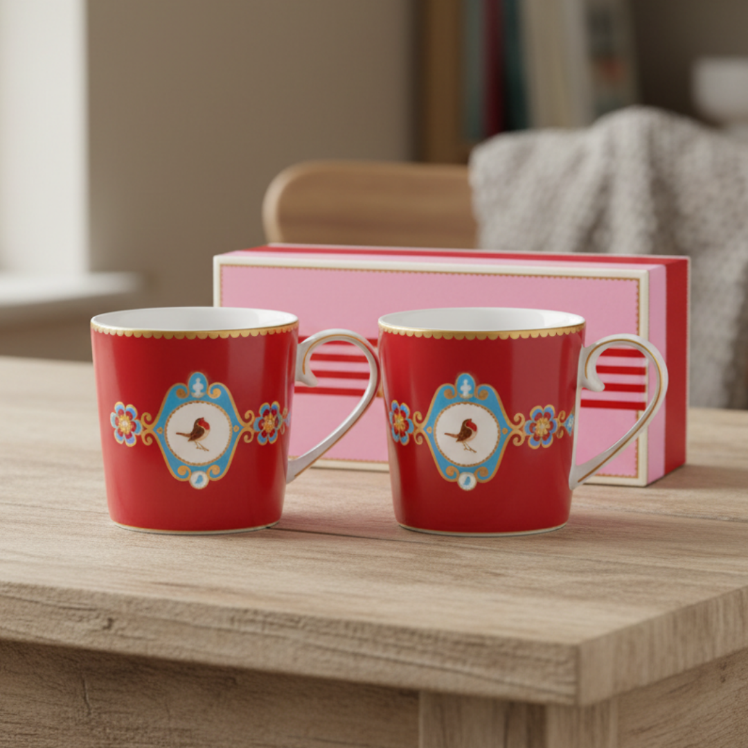 Tassen klein 2er-Set LOVE BIRDS MEDALLION RED