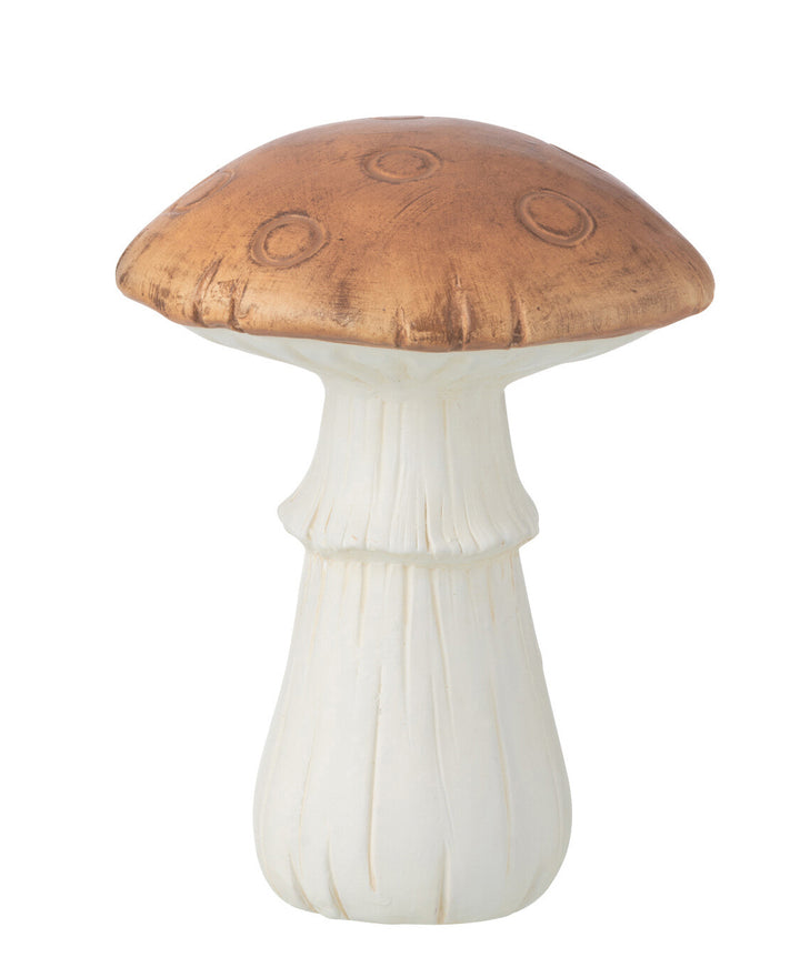 Deko Pilz - Punkte - Porzellan Weiß/Braun