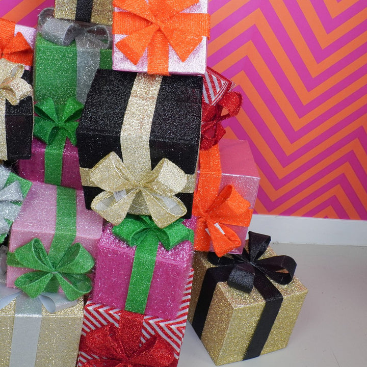 LED Weihnachtsdeko / Geschenkboxen – Pink/Grün – 3er-Set