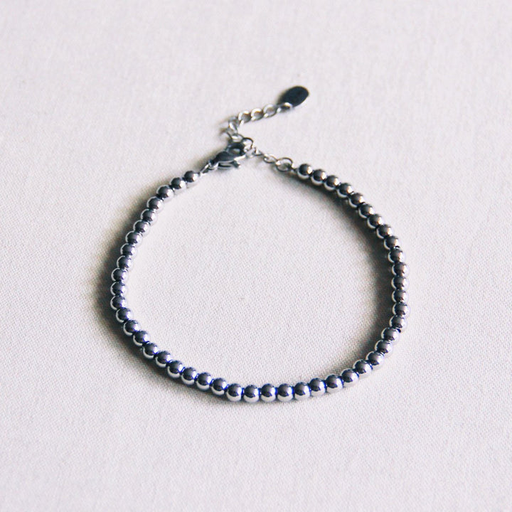 Armband - Steel Beads 4mm - Silber