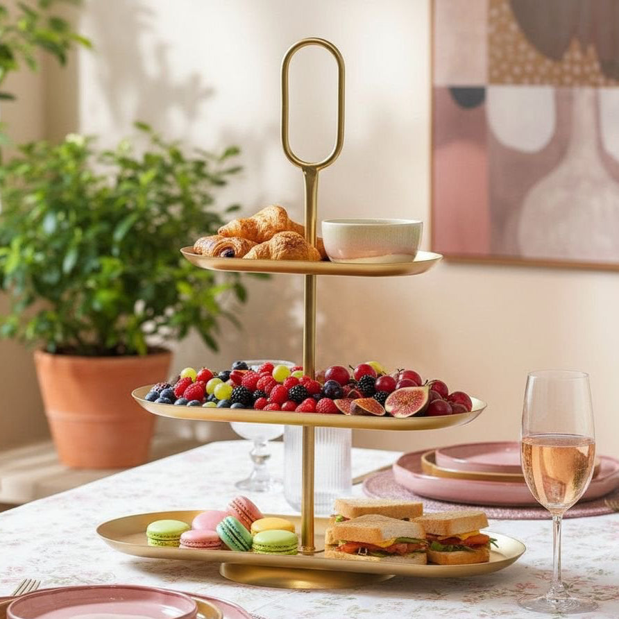 Etagere RAMA - 3 Ebenen – Oval – Gold