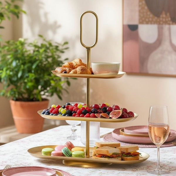 Etagere RAMA - 3 Ebenen – Oval – Gold