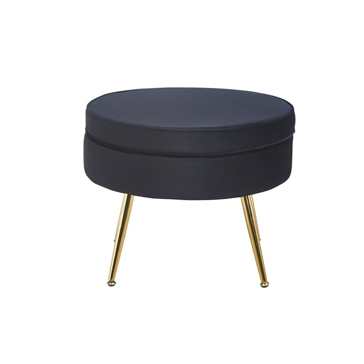 Hocker ARIELLE - Sitzpouf - Rund Samt Schwarz