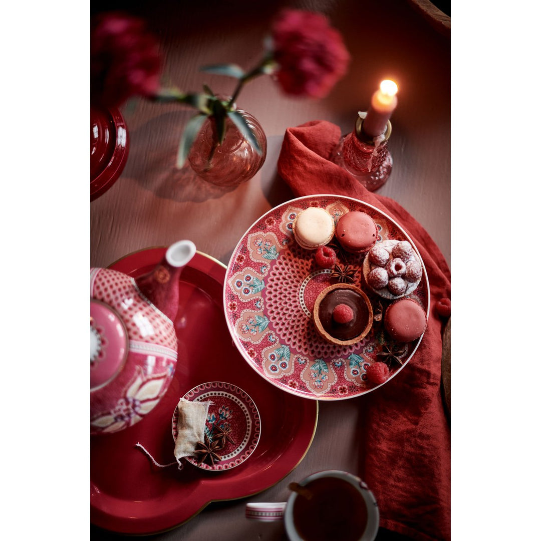 Mini Cake Tray FLOWER FESTIVAL Dark Pink 21cm