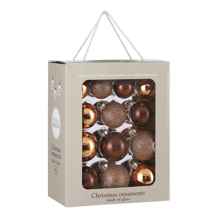 Weihnachtskugeln Set - 26 Stück - Ø7 cm - Glas - Braun