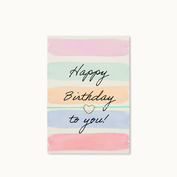 Grußkarte mit Armband: Happy Birthday to you! - Colorful Stripes