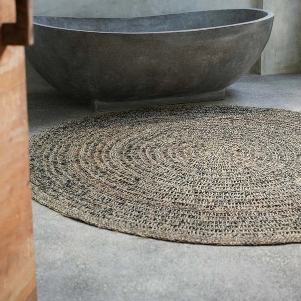 SEAGRASS Teppich - Naturschwarz rund 200