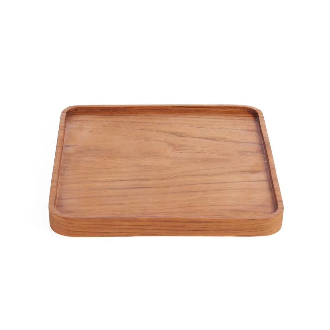 TEAK SQUARE Teller - Dekoteller - Natur M