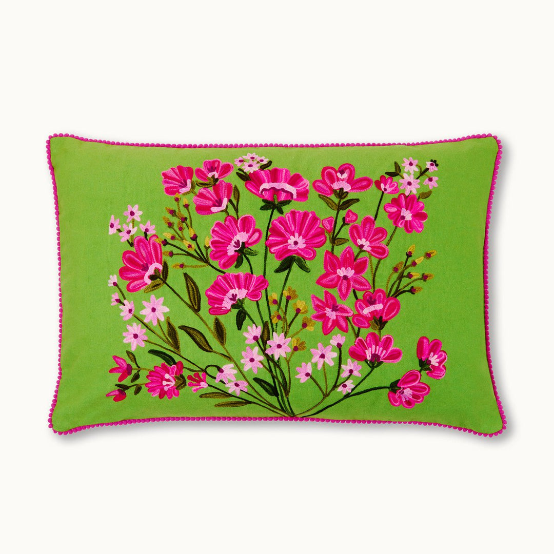 Kissen mit Füllung BLUMEN grün