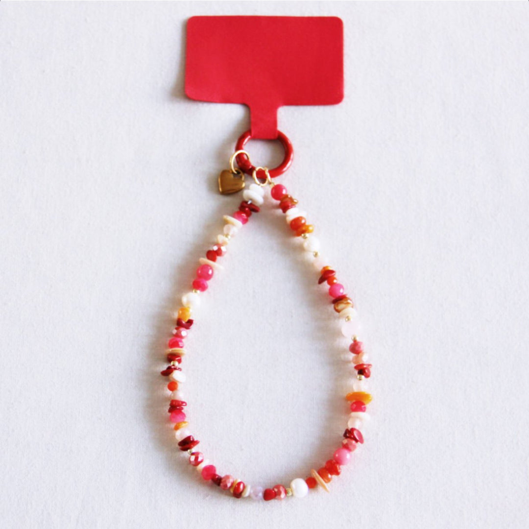Handyband - Handyschlaufe - Perlenkette Coral Mix