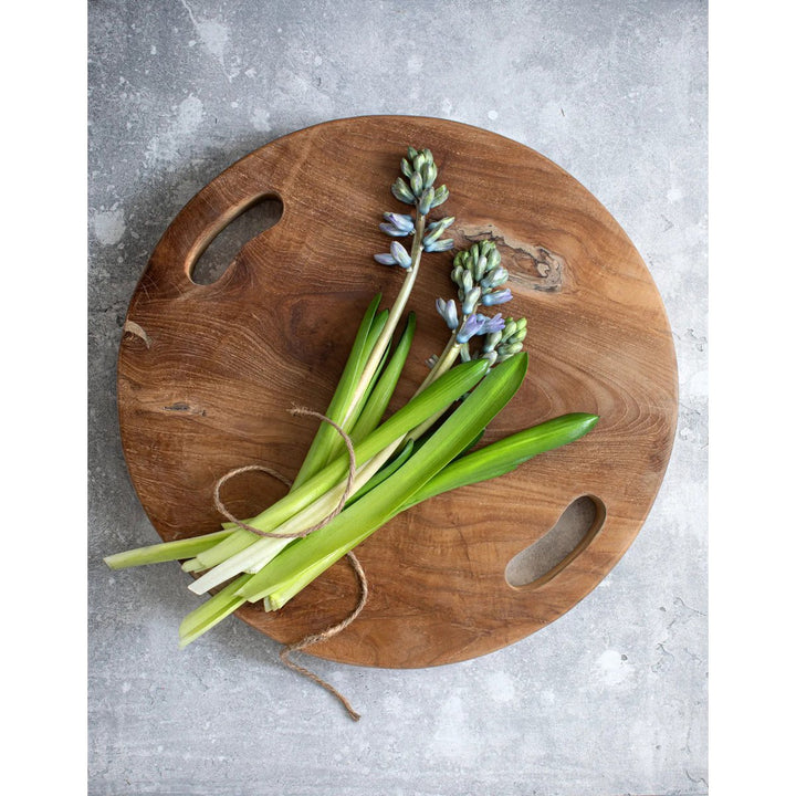 TEAK ROOT Tablett - Dekobrett - Servierplatte mit Griffen M