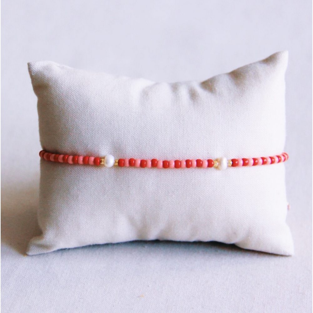 Fußkettchen Miyuki - PEARLS - Rot/Rosa