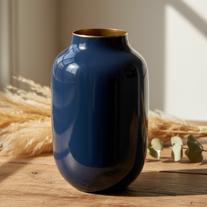 Vase Metal Oval MID BLUE 30cm