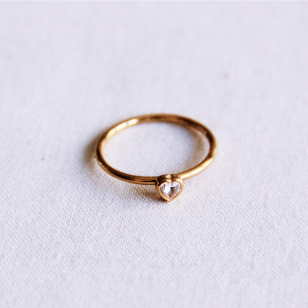 Ring - Mini HEART Kristall - Gold/Weiß