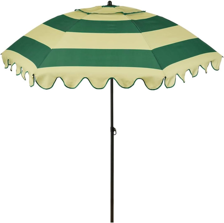 RETRO Sonnenschirm mit Wellenkante - Grün