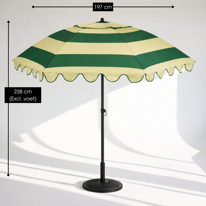 RETRO Sonnenschirm mit Wellenkante - Grün
