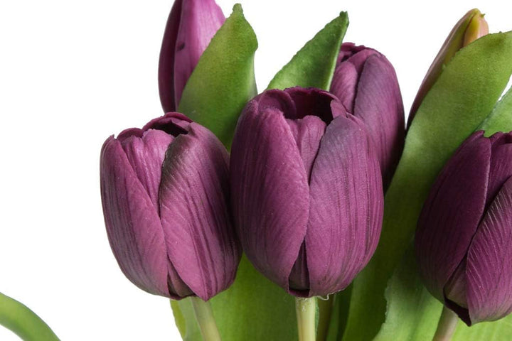Tulpenbündel SALLY - Frühlingsdeko - Strauss 4 Tulpen u. 3 Tulpenknospen - Kunststoff Blumen