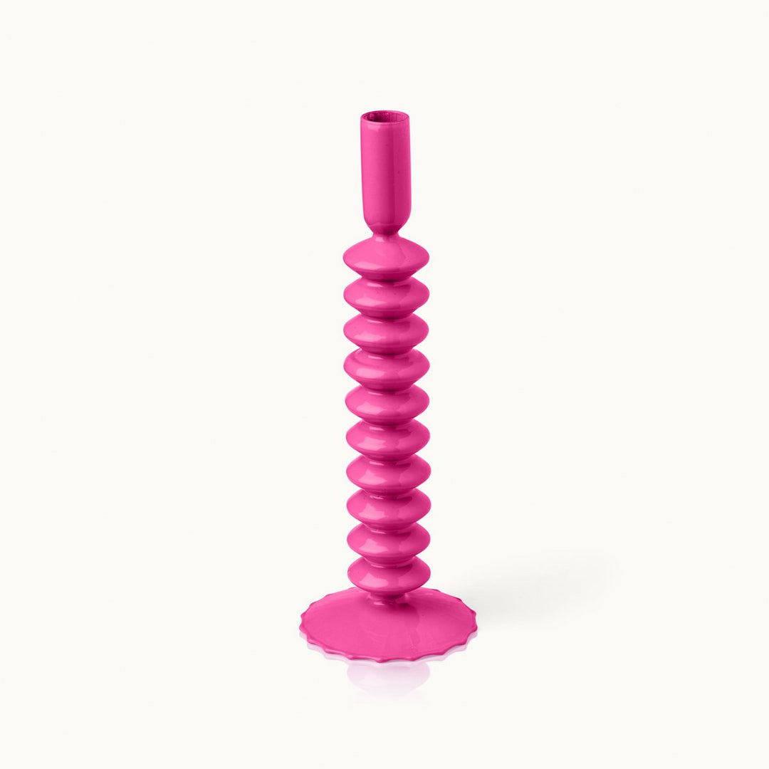Kerzenständer Glas ZICKZACK MAGENTA
