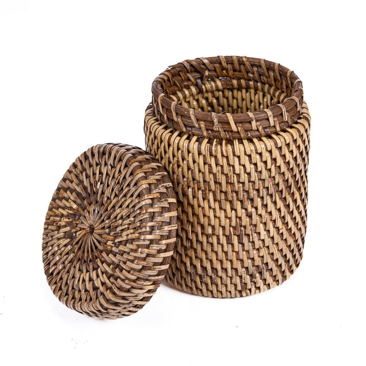 RATTAN Korbdose - Aufbewahrungskorb mit Deckel