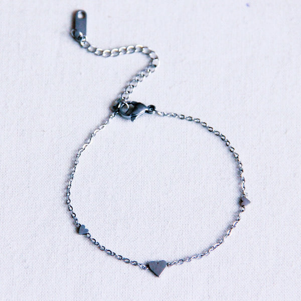 Armband - Charms feine Mini HEARTS - Silber