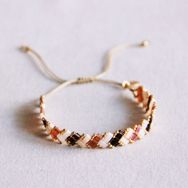 Armband - Miyuki- TILABEAD Design - Taupe/Nude/Gold