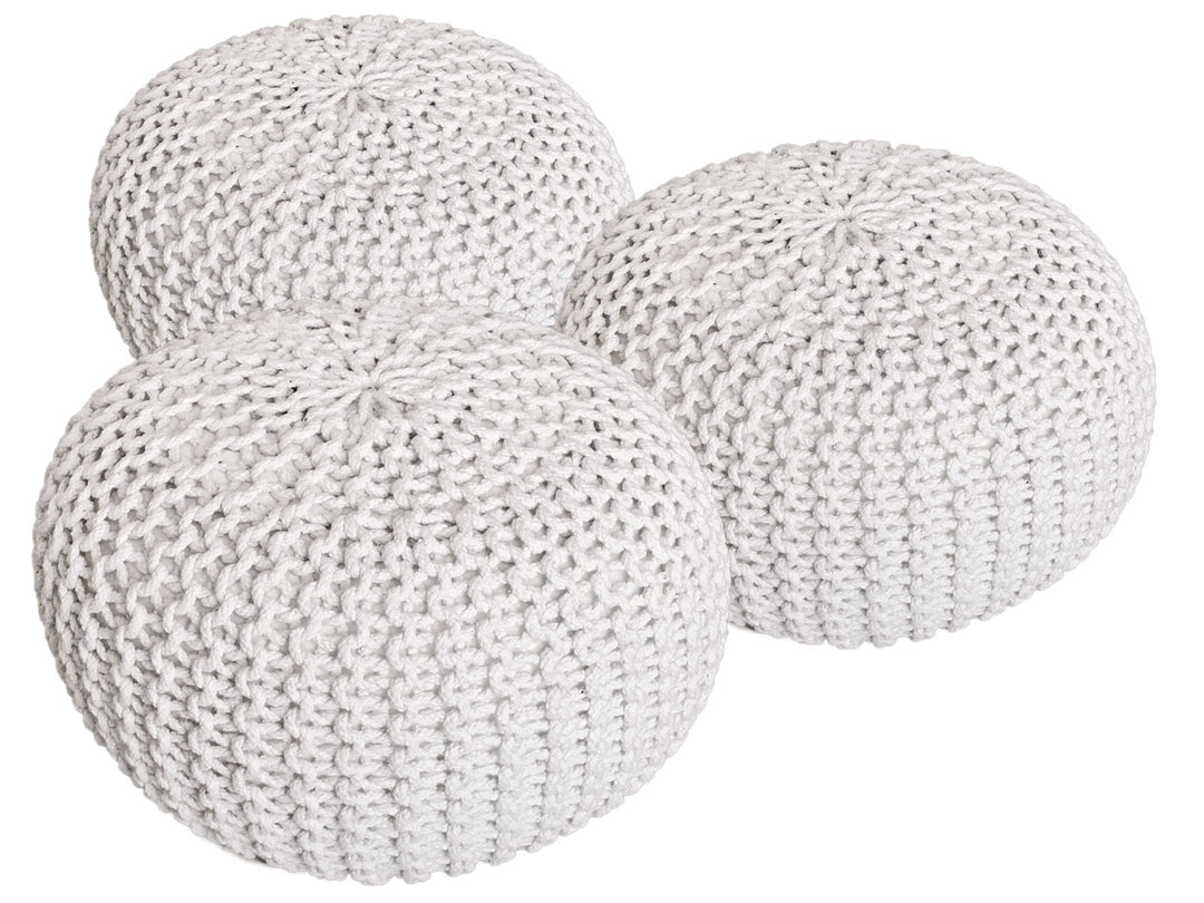 Sitzhocker - Dekohocker - Sitzpouf - Grobstrick Bodenkissen - Fußhocker - 3er-Set Ø55cm - div. Farben