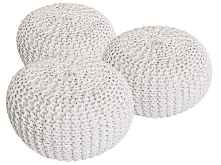 Sitzhocker - Dekohocker - Sitzpouf - Grobstrick Bodenkissen - Fußhocker - 3er-Set Ø55cm - div. Farben