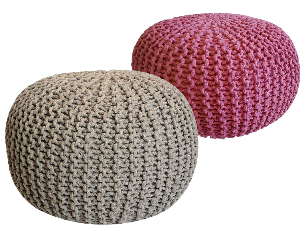 Sitzhocker - Dekohocker - Sitzpouf - Grobstrick Bodenkissen - Fußhocker - 2er-Set Ø55cm - div. Farben