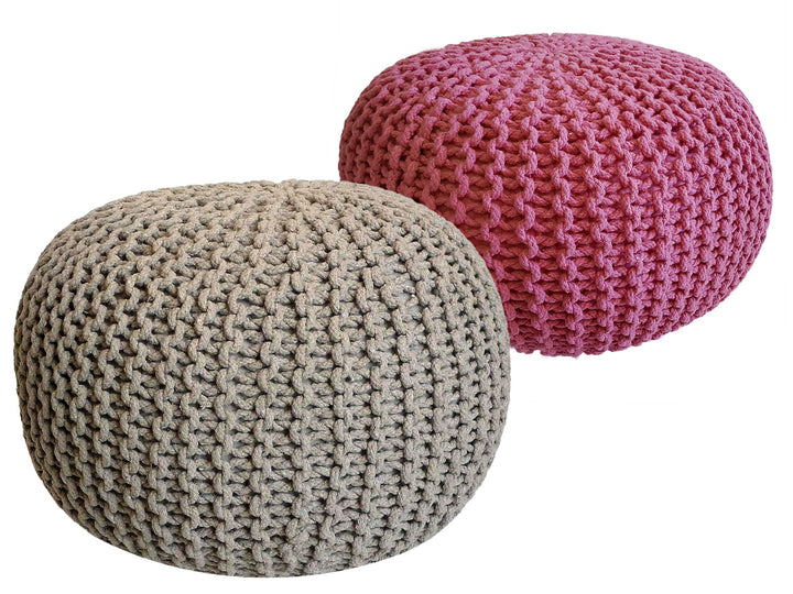 Sitzhocker - Dekohocker - Sitzpouf - Grobstrick Bodenkissen - Fußhocker - 2er-Set Ø55cm - div. Farben