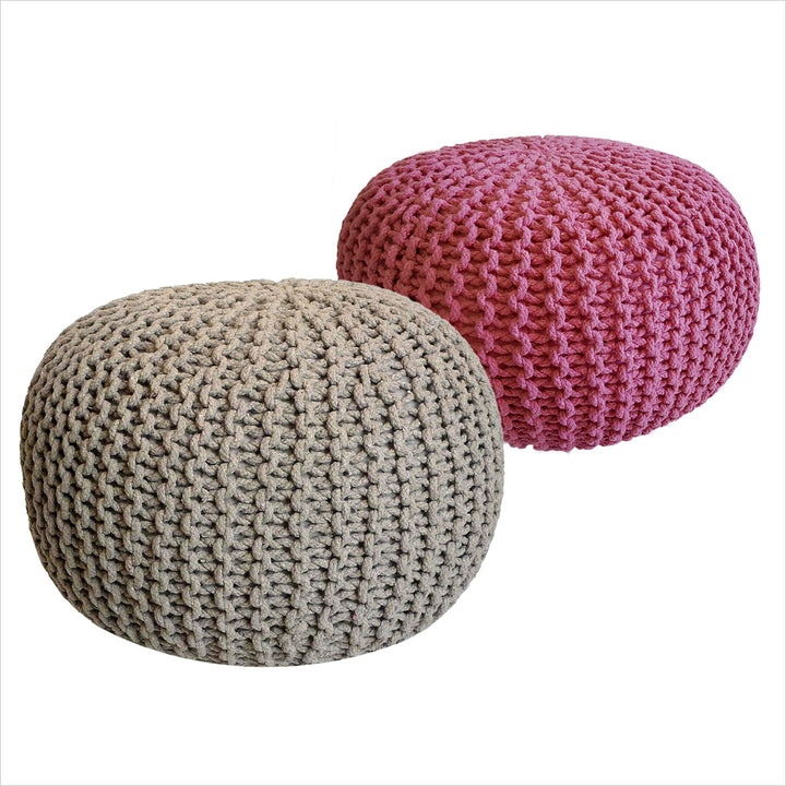 Sitzhocker - Dekohocker - Sitzpouf - Grobstrick Bodenkissen - Fußhocker - 2er-Set Ø55cm - div. Farben