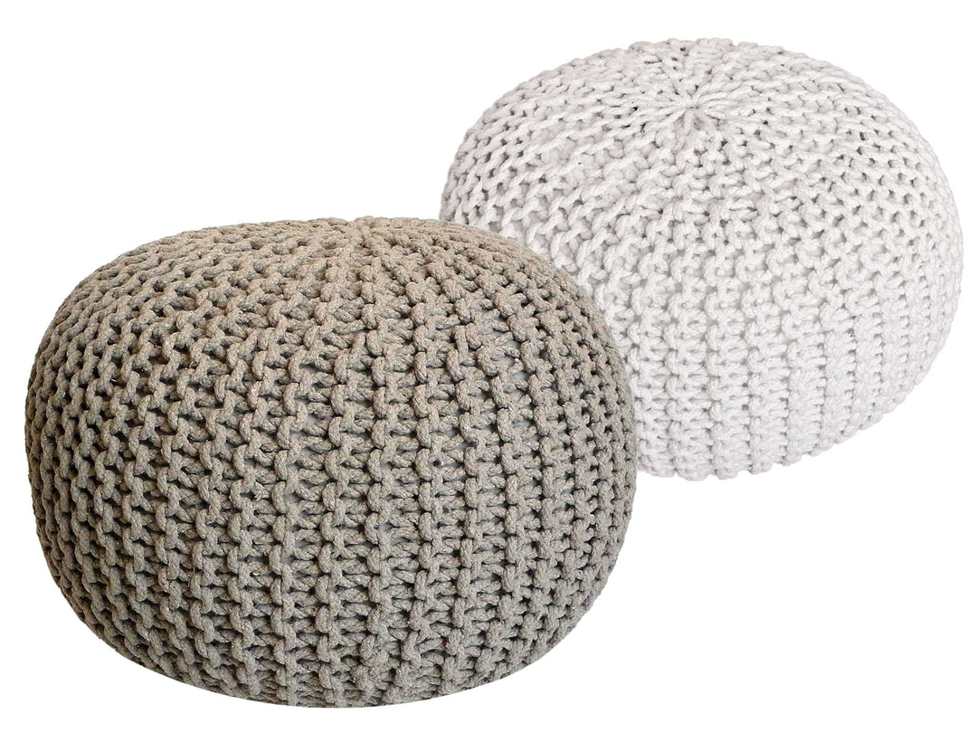 Sitzhocker - Dekohocker - Sitzpouf - Grobstrick Bodenkissen - Fußhocker - 2er-Set Ø55cm - div. Farben