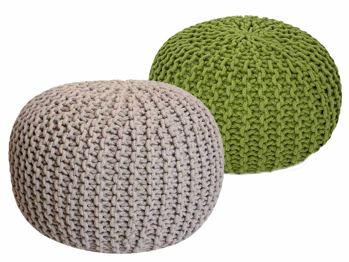Sitzhocker - Dekohocker - Sitzpouf - Grobstrick Bodenkissen - Fußhocker - 2er-Set Ø55cm - div. Farben