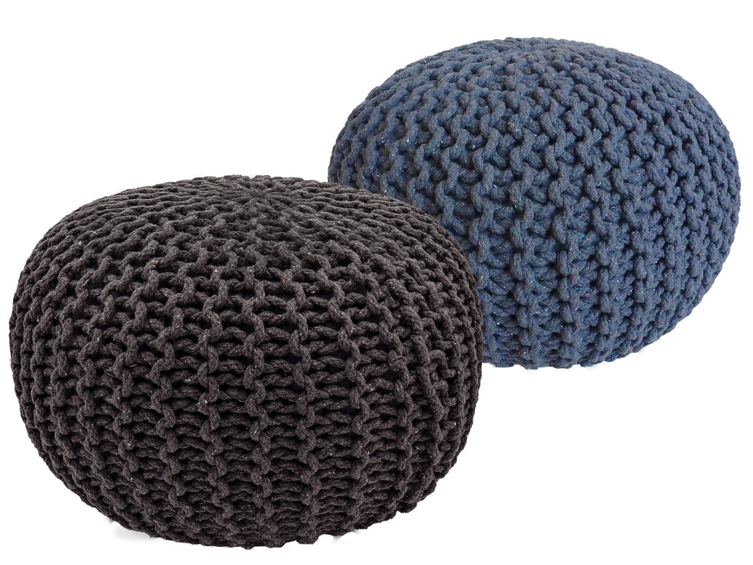 Sitzhocker - Dekohocker - Sitzpouf - Grobstrick Bodenkissen - Fußhocker - 2er-Set Ø55cm - div. Farben