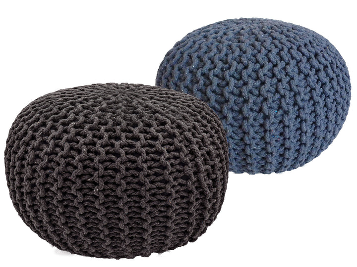 Sitzhocker - Dekohocker - Sitzpouf - Grobstrick Bodenkissen - Fußhocker - 2er-Set Ø55cm - div. Farben