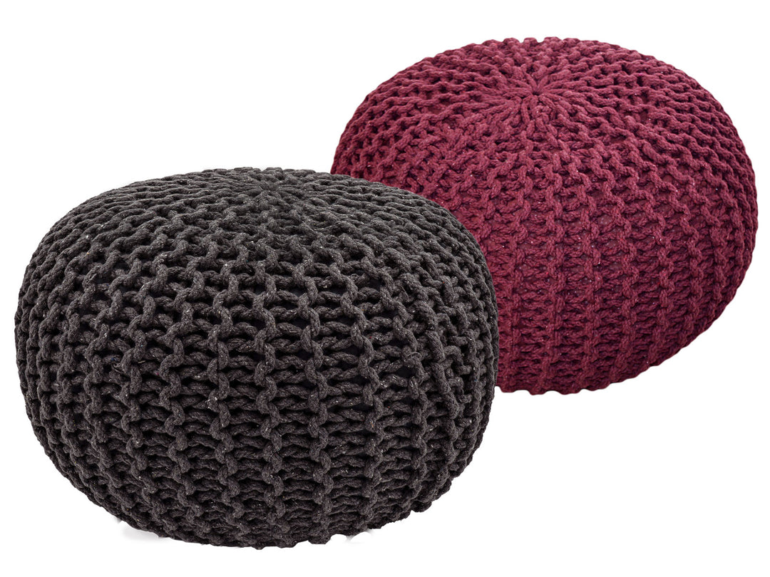 Sitzhocker - Dekohocker - Sitzpouf - Grobstrick Bodenkissen - Fußhocker - 2er-Set Ø55cm - div. Farben