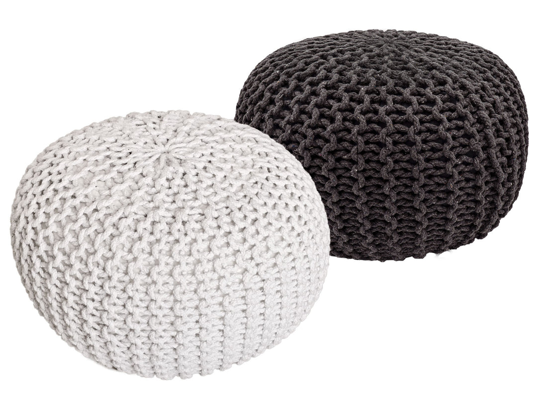 Sitzhocker - Dekohocker - Sitzpouf - Grobstrick Bodenkissen - Fußhocker - 2er-Set Ø55cm - div. Farben