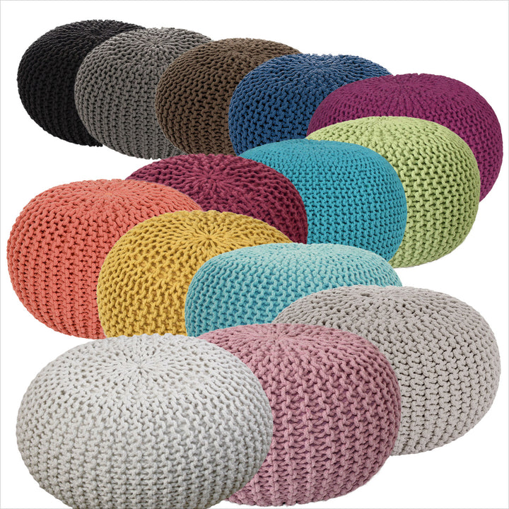 Sitzhocker - Dekohocker - Sitzpouf - Grobstrick Bodenkissen - Fußhocker - Ø55cm - div. Farben