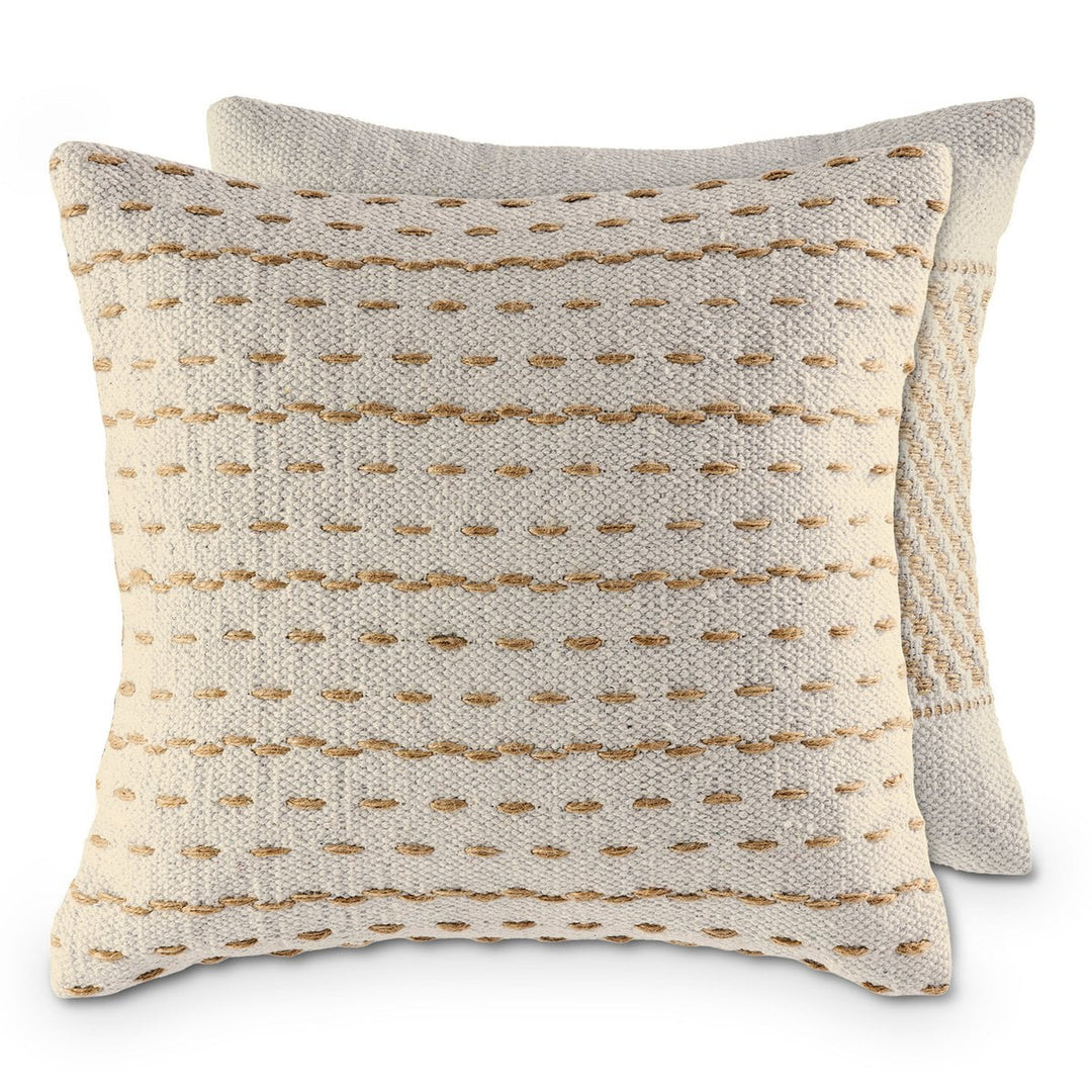 Dekokissen - Sofakissen - Zierkissen - Natur Baumwolle & Jute - 2er-Set