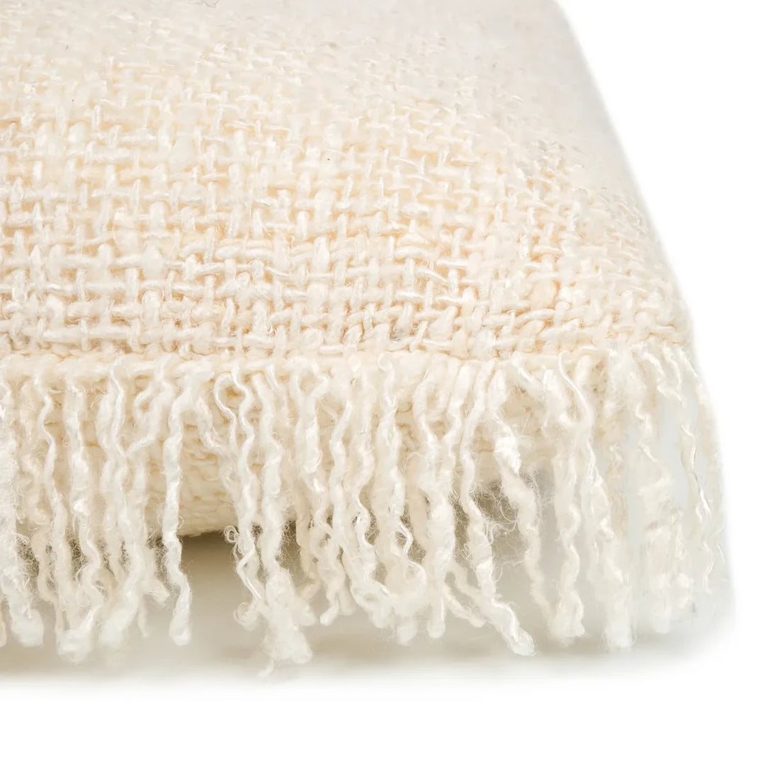 OH MY GEE Kissenbezug mit Fransen - Baumwolle Creme 60x60