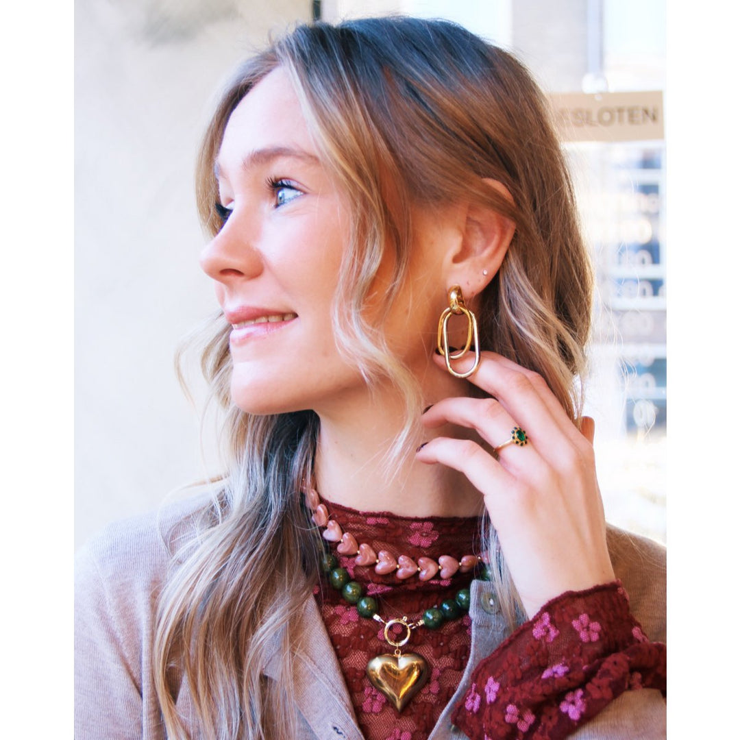 Perlenkette Herzen aus Harz - Grün