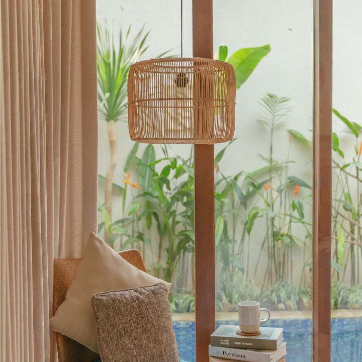 Boho Rattanlampe LIKU - Pendelleuchte - handgefertigte Deckenlampe