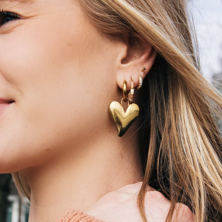 Ohrringe - Creole mit XL-Herz - Gold