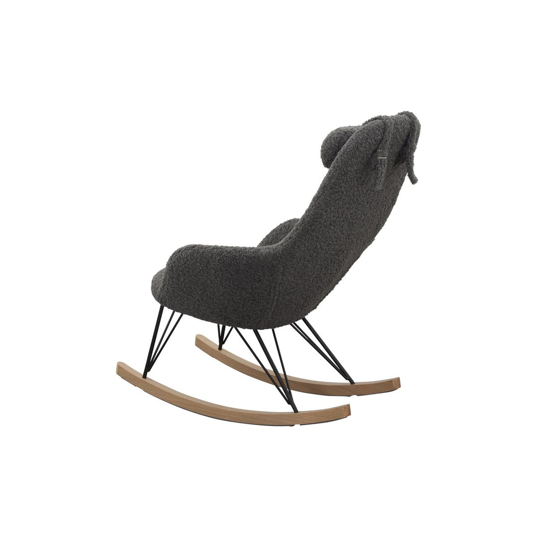 Schaukelstuhl LAYBACK - Relaxsessel mit Armlehnen - Teddyfell Grau
