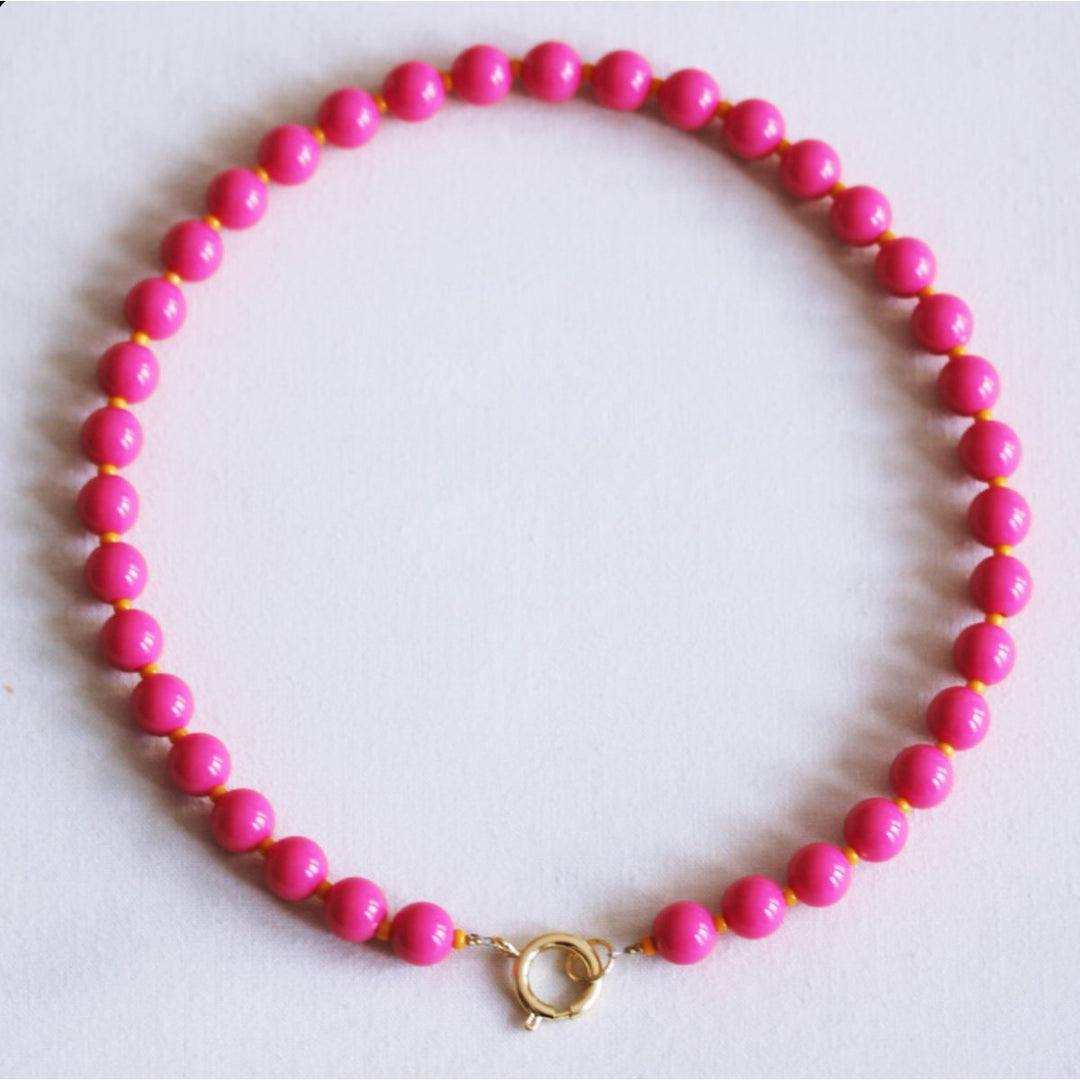 Halskette - Miyuki-Perlenkette XL - Fuchsia/Orange