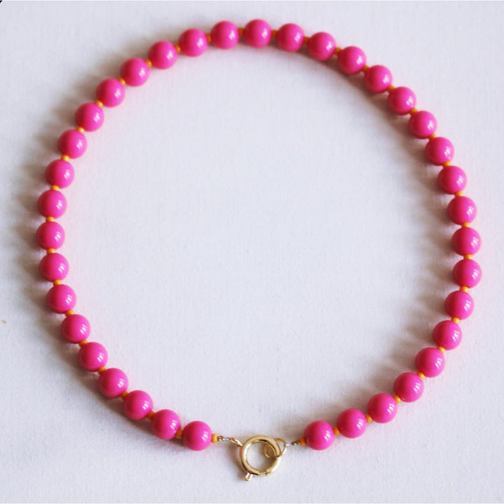 Halskette - Miyuki-Perlenkette XL - Fuchsia/Orange