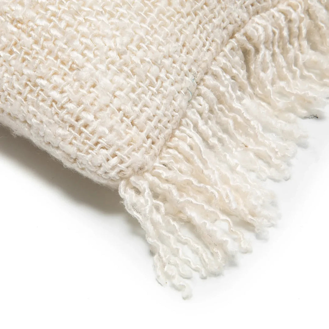OH MY GEE Kissenbezug mit Fransen - Baumwolle Creme 30x50