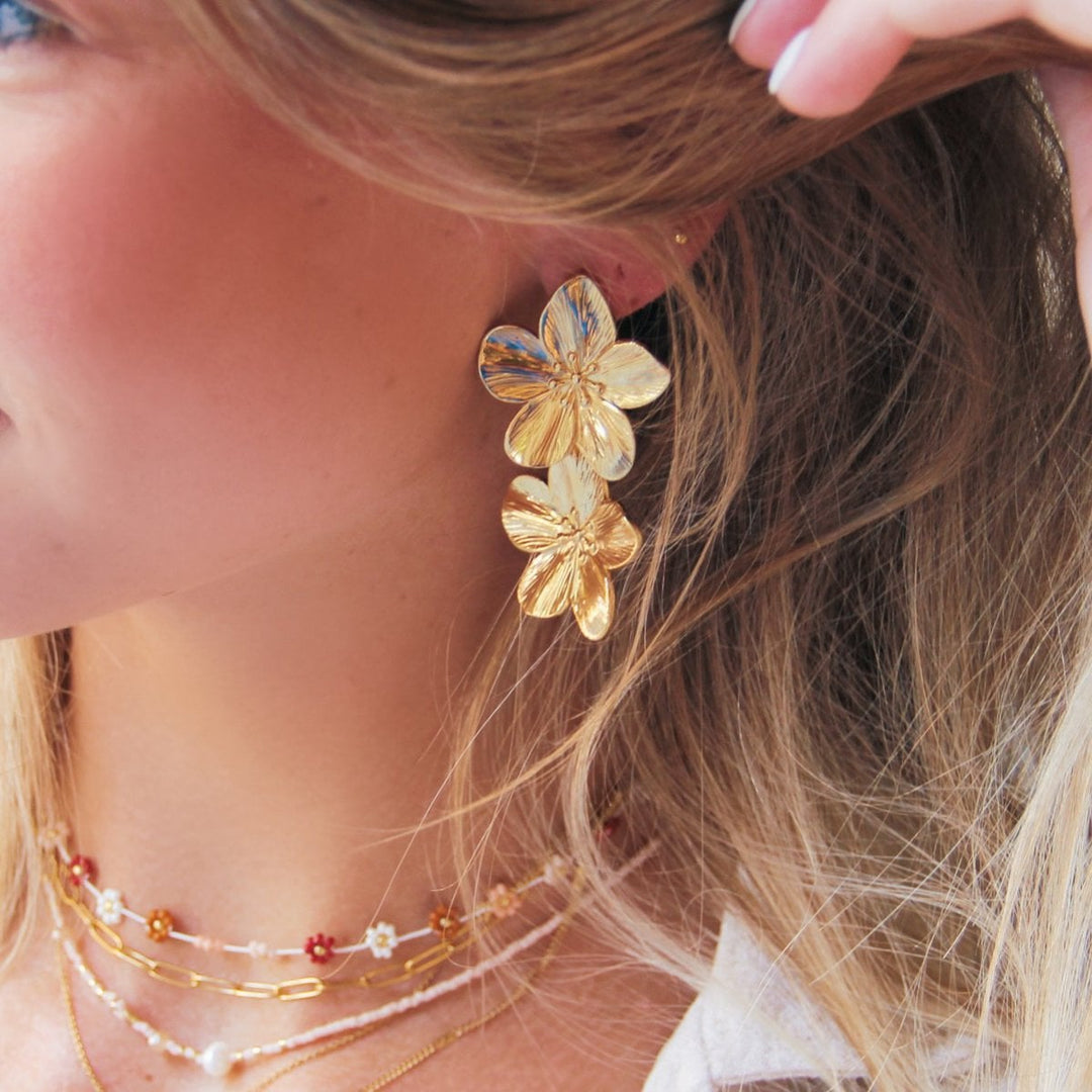Statement Ohrringe - FLOWERS groß - Gold
